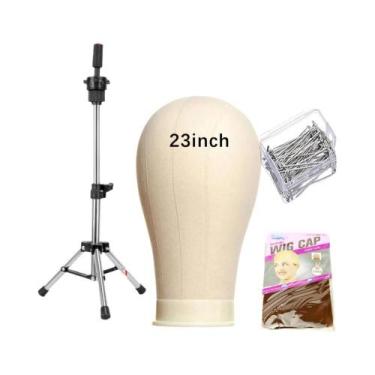 Imagem de Cabeça De Manequim Para Treinamento De Perucas Com Bloco De Lona E Sup