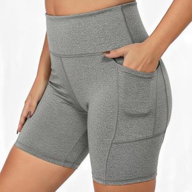 Imagem de Shorts Feminino Academia Treino Cintura Alta Fitness Bolsos Laterais-Feminino