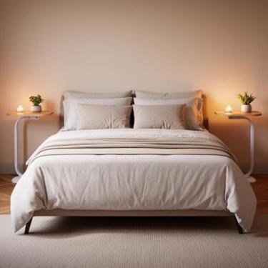 Imagem de Kit 2 Mesa Auxiliar Lateral Cabeçeira Cama Suporte Sofa Poltrona Apoio