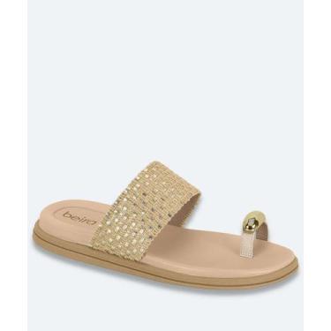 Imagem de Rasteirinha Feminina Metalizada Beira Rio Dourado-41016, 35, Dourado