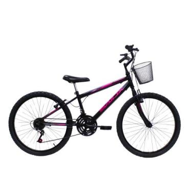 Imagem de Bicicleta infantil Aro 24 18 Marchas PREMIUM SAIDX, Preto, Rosa