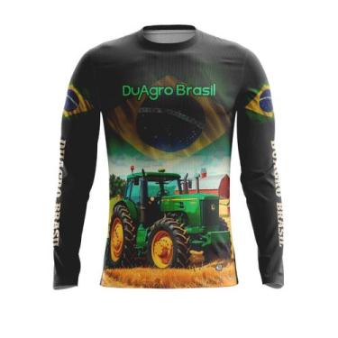 Imagem de Camiseta Térmica Sublimada Manga Longa Duagro Trator Verde Suplex Dry 