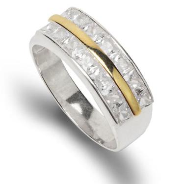 Imagem de Aparador Meia Aliança em Prata 925 Com Aplique em Ouro - Clara Center 