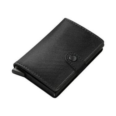 Imagem de Carteira De Fibra De Carbono Preta, Fina, Com Bloqueio RFID Para Cartõ
