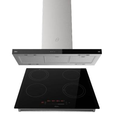 Imagem de Kit Cooktop Por Indução 4 Bocas E Coifa De Ilha 90 Cm Oster 220V