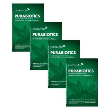 Imagem de 4x Purabiotics Probióticos Vivos Em Cáps. Pura Vida 30caps