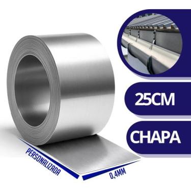 Imagem de Bobina chapa Folha Alumínio calha rufo telhado 25cm com 5M - Pillartec