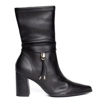 Imagem de Bota Feminina Ramarim Cano Médio com Cordão Preto-Feminino