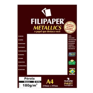 Imagem de Papel Pérola A4 Filipaper Metallics 180g 15 Folhas Branco - FILIPERSON