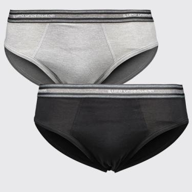 Imagem de Kit 2 Cuecas Slip Lupo Algodão Com Elastano Preta e Cinza, P