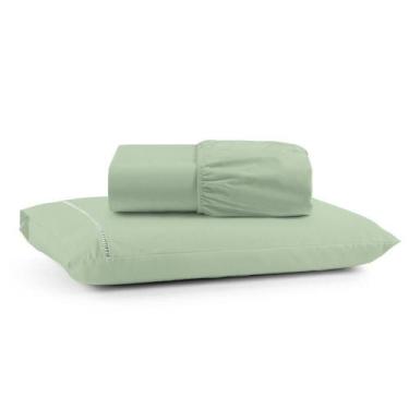 Imagem de Jogo De Lençol Solteiro Premium Soft 600 Fios Micropercal Verde Ponto 