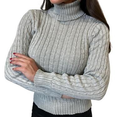 Imagem de Blusa Feminina Tricot Manga Comprida Trancinha Gola Ata Frio - EXPOSIÇ