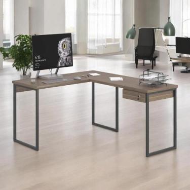 Imagem de Mesa Home Office Escrivaninha L Shine Affara Com Gaveteiro - Mobiliar 