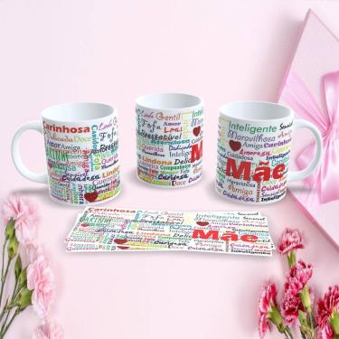 Imagem de Caneca de Porcelana Mães Estampa 126 Presente Dia das Mães 325ML Decorada Uso Diário Br...
