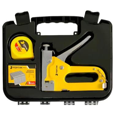 Imagem de Kit Maleta de Grampeador Ajustável com Trena 2 Metros Grampos 8mm Fertak