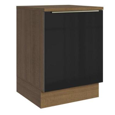 Imagem de Balcão De Cozinha 60 Cm 1 Porta Rustic/preto Lux Madesa Rustic/preto