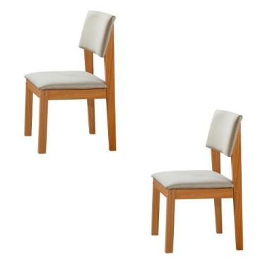 Imagem de Conjunto de 2 Cadeiras de Jantar Jade com Tecido Linho - LJ Móveis, Be