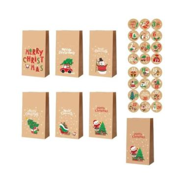 Imagem de Sacolas De Papel Kraft Retro Para Natal 12 24pcs, Sacolas De Presente 