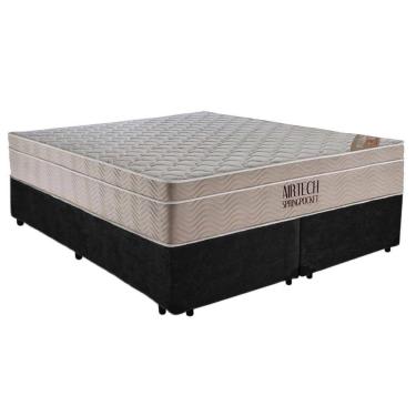 Imagem de Cama Box Casal Suede Bipartido + Colchão Ortobom Airtech Molas Ensacadas 65x138x188 Cor...