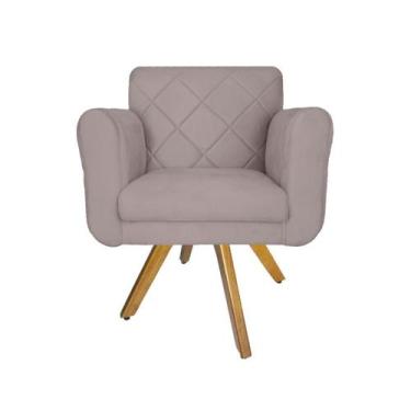 Imagem de Poltrona Estofada Com Base Giratória De Madeira Salão Isabella Suede R