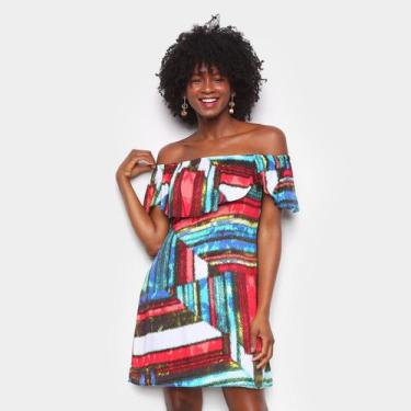 Imagem de Vestido Água Viva Curto Ombro A Ombro Tie Dye, Estampado, P