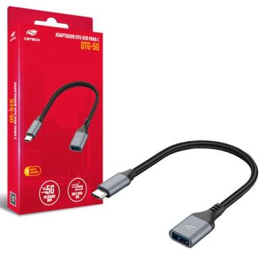 Imagem de Cabo Adaptador OTG C3Tech, USB-C Macho, USB-A Fêmea, Cabo 15cm - OTG-5