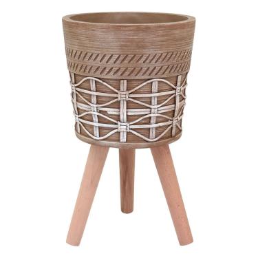 Imagem de CACHEPÔ VASO DCORATIVO ENFEITE CASA PLANTA RESINA 52x31x31cm BEGE