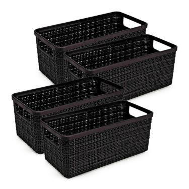 Imagem de Cesto Organizador Juta Alongada Rattan para Organização Doméstica em Plástico Resistent...