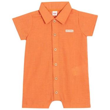 Imagem de Macacão Bebê Curto em Tecido Plano - Nini Bambini, Laranja, P