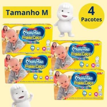 Imagem de KIT 4 FRALDA CALCA MAMYPOKO DIA&NOITE M/34un (AMARELA)