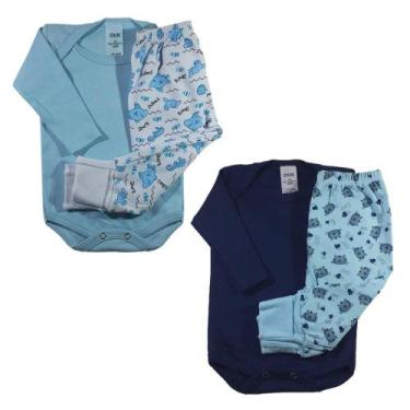 Imagem de Conjunto Body  e Calça  Body Manga Longa Liso Bebe  Mijao Estampado Su