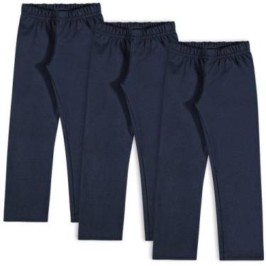 Imagem de Kit 3 Calças De Moletom Infantil Azul Flanelada Elian, 8