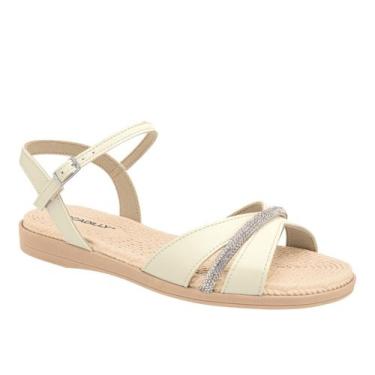 Imagem de Sandália Piccadilly Rasteira Tira Strass Comfy 513012, 36, Off white