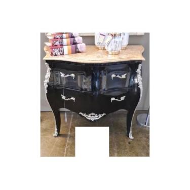 Imagem de Cômoda Black Apliques Prata Marmore Travertino Formosa - LUXdécor casa