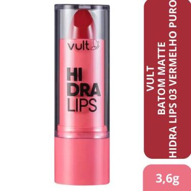 Imagem de Batom Cremoso Hidra Lips Vermelho Puro Vegano Vult - 3,6g - Koloss
