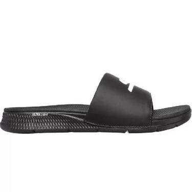 Imagem de Chinelo skechers slide go consistent masculino 229030, Preto, Branco, 