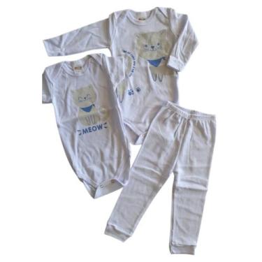Imagem de Conjunto de 3 peças 2 Body Manga Longa e Curta + Calça Masculino para 