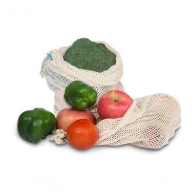 Imagem de Kit 12 Saco Reutilizável Algodão De Malha Para Feira Frutas - MR VENDA