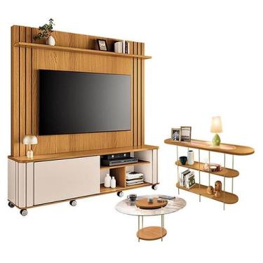 Imagem de Estante Home Theater Trinus com Mesa de Centro Sky com tampo de vidro 