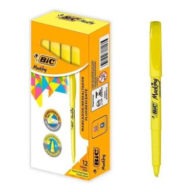 Imagem de Marca Texto Bic Amarelo Ponta Fina Caixa 12 Unidades