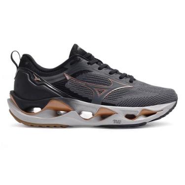 Imagem de Tênis Mizuno Wave Stratos 3 Unissex, Preto, Chumbo, 34