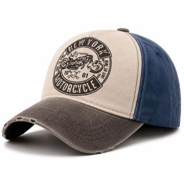 Imagem de Boné trucker beisebol vintage aba curvada motocicleta ajustável unisse