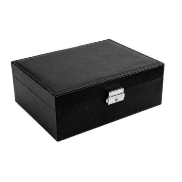 Imagem de Organizador Estojo Porta Joias Bijuterias com Chave 6726 Cor:Preto - C