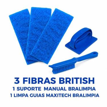 Imagem de Suporte Lt Manual Bralimpia 3 Fibra azul 1 Escova Limpa Guia