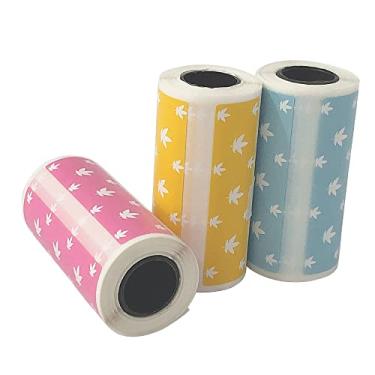 Imagem de Etiquetas Térmicas,Rótulos de etiquetas térmicas direto bonito dos desenhos animados rolo 57 * 30 mm (2.17 * 1.18in) adesivo forte impressão clara para A6 bolso BT impressora térmica, 3 rolos