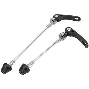 Imagem de Espeto de bicicleta de eixo de aço, espeto de bicicleta dianteiro traseiro espeto de liberação rápida 1 par para exterior para mountain bike(Preto)