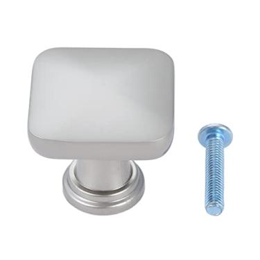 Imagem de Botão quadrado de latão único buraco punho vintage pull 29mm vintage decorativo dourado/preto/vermelho armário armário gaveta w/parafuso YYDFPIIA (Color : Brushed Nickle)