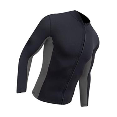 Imagem de Generic Dynwave Roupas De Masculinas Tops 2Mm Neoprene Manga Surfe Natação Frente Com Zíper Jaqueta Aquecido Para Esportes Aquáticos, Cinza Preto Xxxl