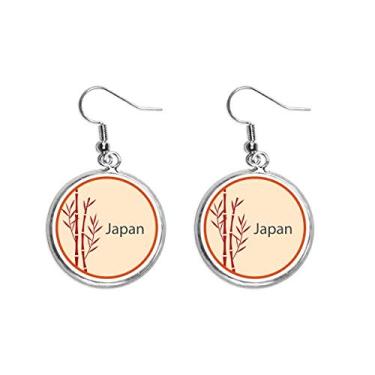 Imagem de Brinco de prata com padrão de bambu vermelho da cultura japonesa, joia feminina