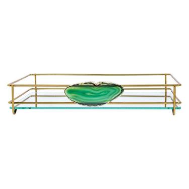 Imagem de Bandeja Hara Fence Ágata Dourada 15X25 Cm